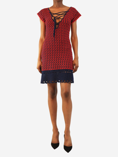 Red and navy crochet knit mini dress - size S Dresses Prada 
