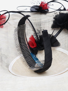 Cream and black floral-spiral fascinator Hats Vivien Sheriff 
