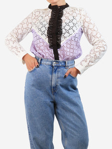 Louis Vuitton Multicolour broderie-anglaise shirt blouse - size UK 8