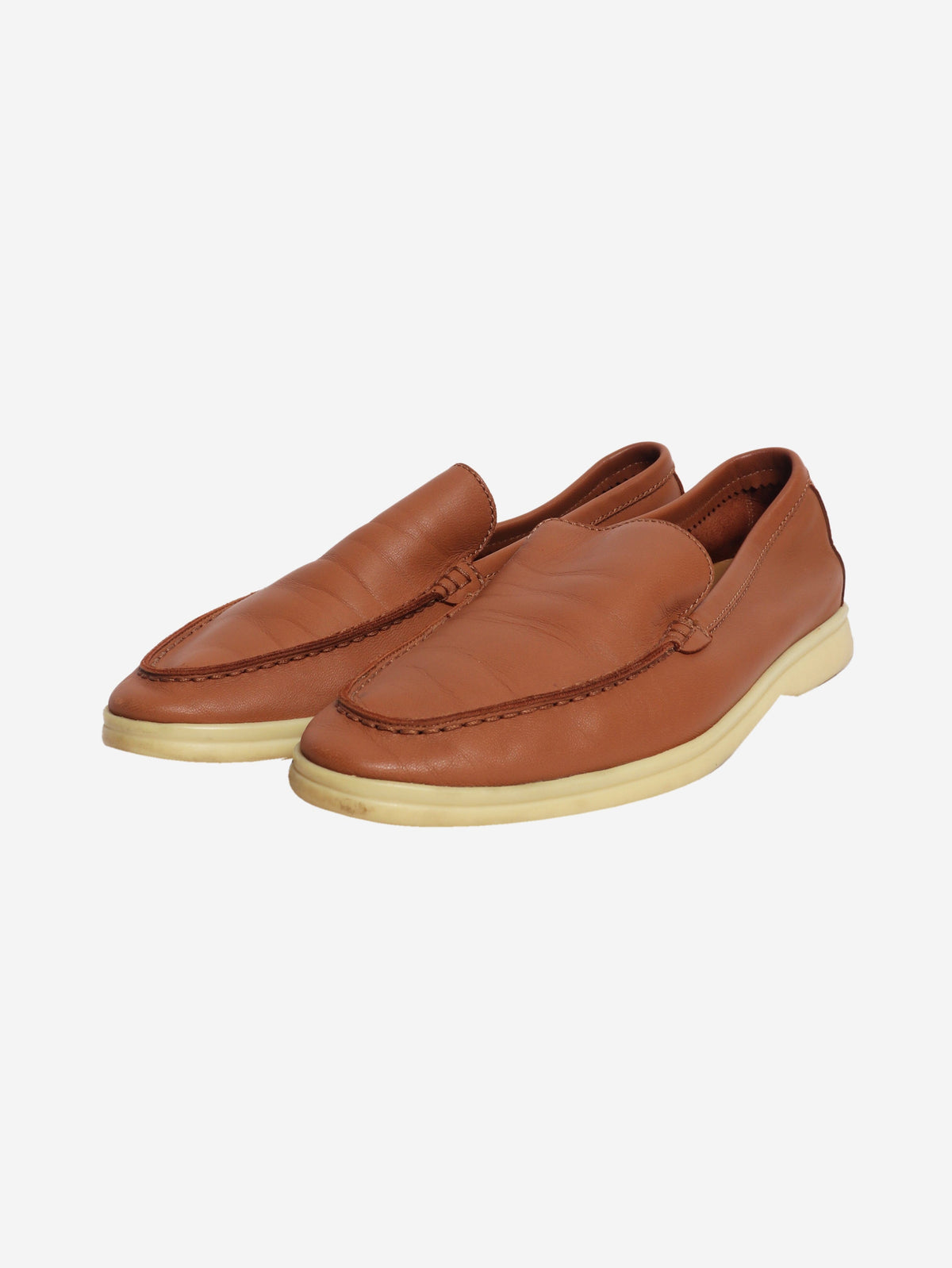 Brown nappa leather loafers - size EU 39 (UK 6) Flat Shoes Loro Piana 