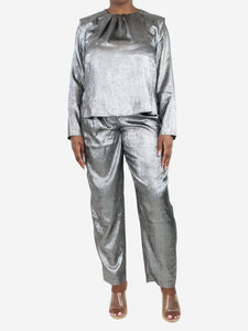 Stella Nova Silver shiny metallic top and trousers set - size L