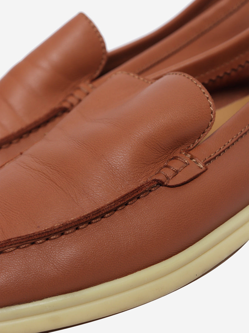 Brown nappa leather loafers - size EU 39 (UK 6) Flat Shoes Loro Piana 