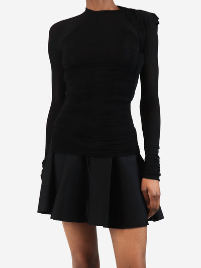 Black long sleeve ruched mesh top - size XS Tops Saint Laurent 