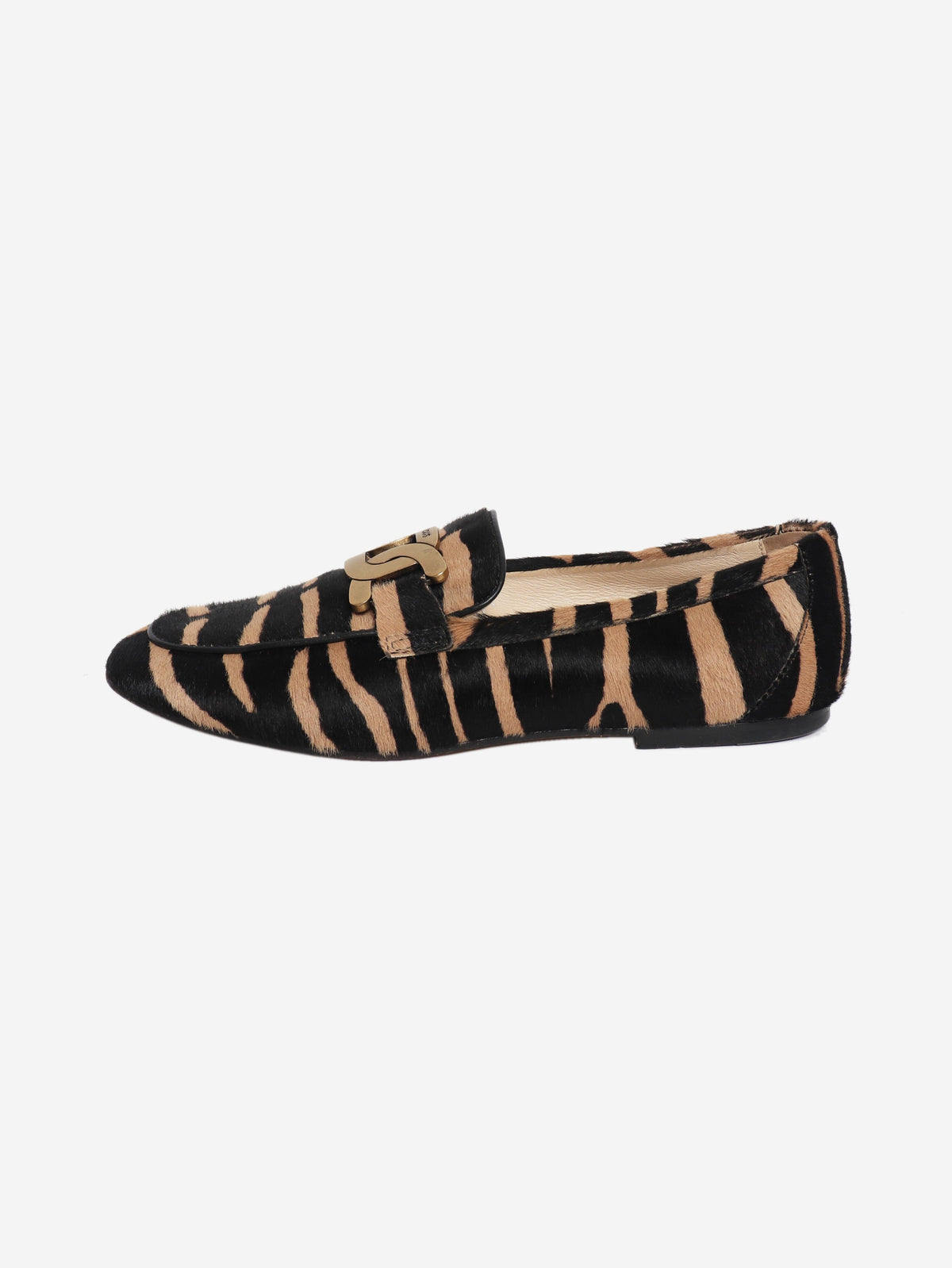 Black and brown Kate pony hair loafers - size EU 38.5 Flat Shoes Tod's 
