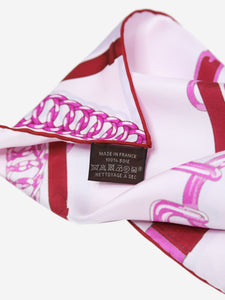 Hermes Red patterned silk scarf - size