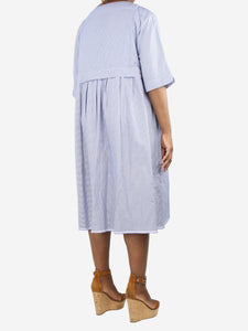 Daniela Gregis Blue boat-neck checked belted midi dress