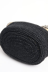 Stella McCartney Black raffia shoulder bag