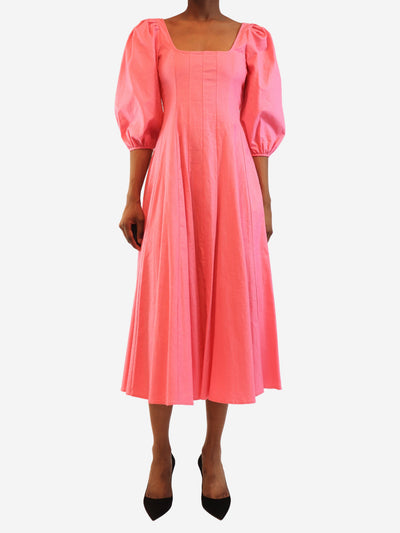 Pink Swells linen midi dress - size UK 6 Dresses Staud 