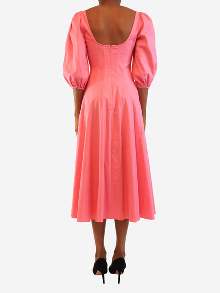 Pink Swells linen midi dress - size UK 6 alternate image
