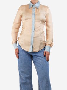 Prada Peach silk satin shirt - size UK 8