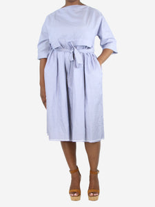 Daniela Gregis Blue boat-neck checked belted midi dress