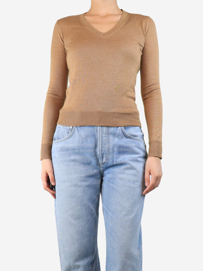 Brown v-neck sweater - size S Knitwear Theory 