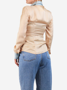 Prada Peach silk satin shirt - size UK 8