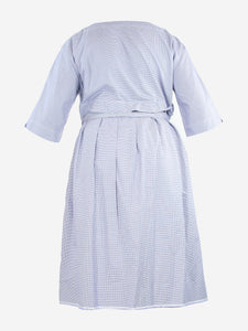 Daniela Gregis Blue boat-neck checked belted midi dress