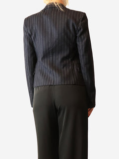 Wool navy pinestripe blazer - size UK 8
