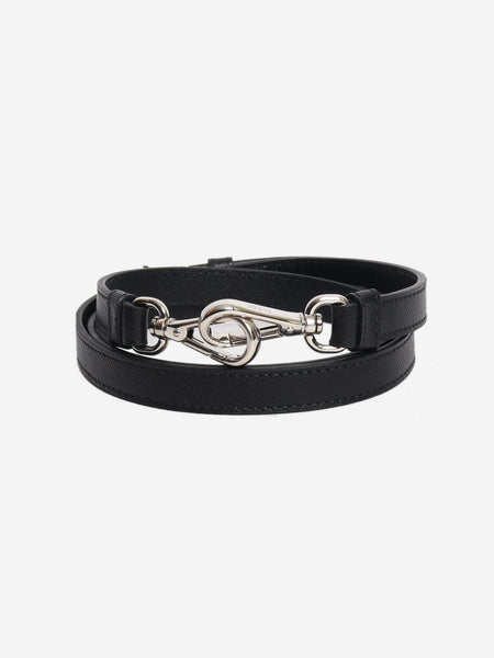 Black saffiano leather bag strap product image