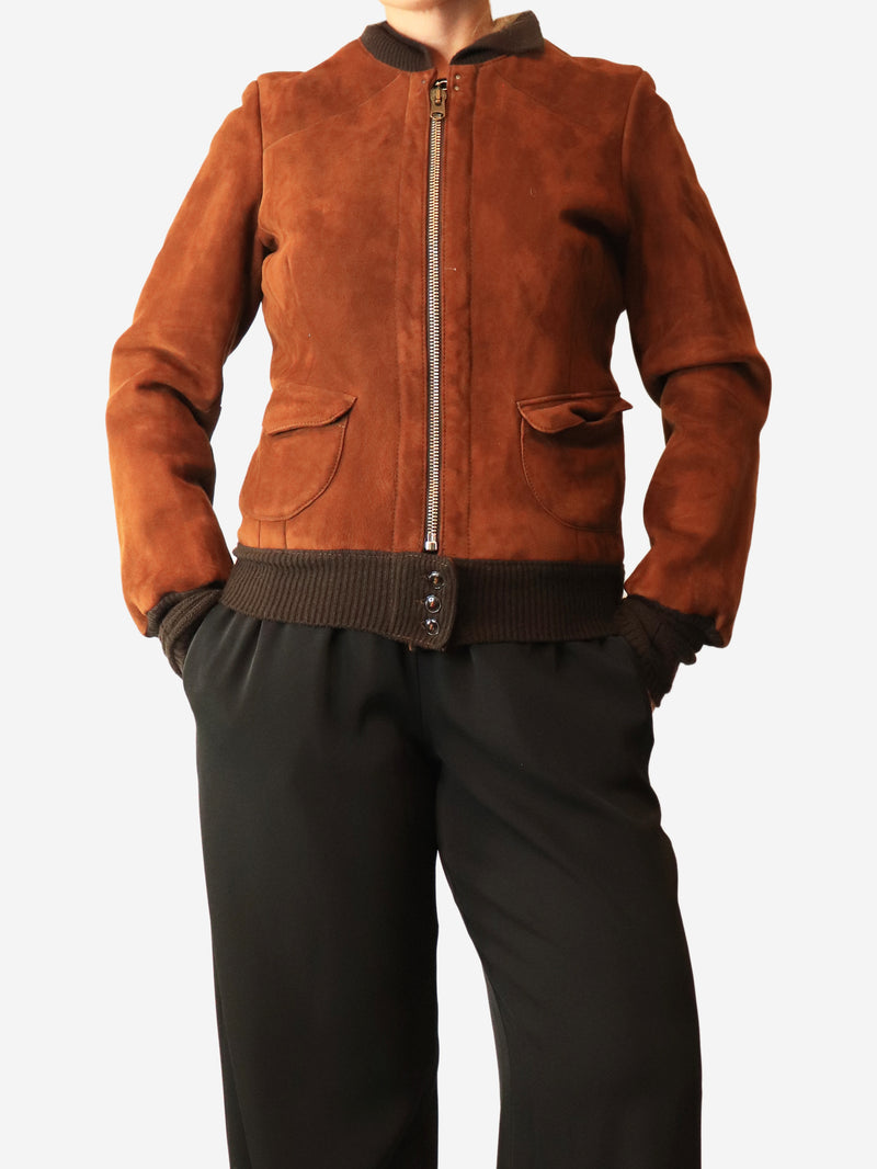 Brown suede flight jacket - size M
