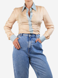 Prada Peach silk satin shirt - size UK 8