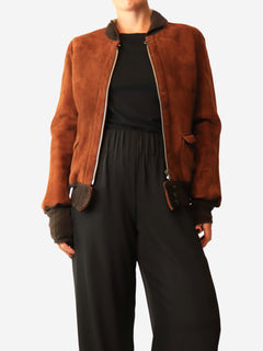 Brown suede flight jacket - size M