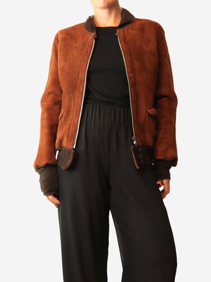 Brown suede flight jacket - size M
