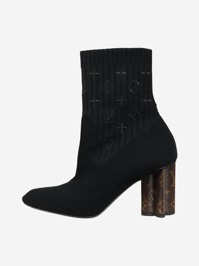 Black sock ankle boot with monogram heel - size EU 39 (UK 6) Boots Louis Vuitton 