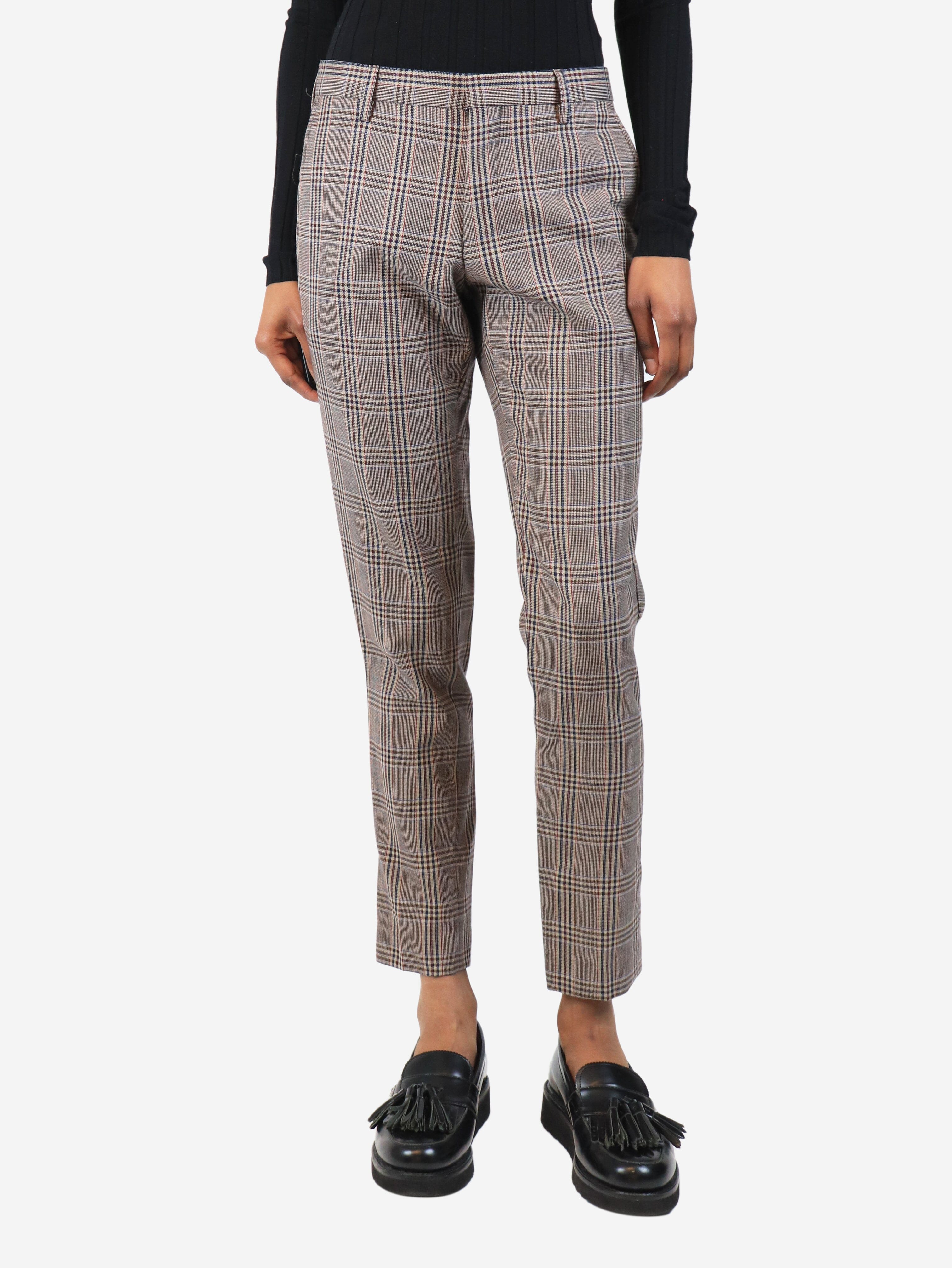 Brown plaid trousers - size UK 18 Trousers Dries Van Noten 