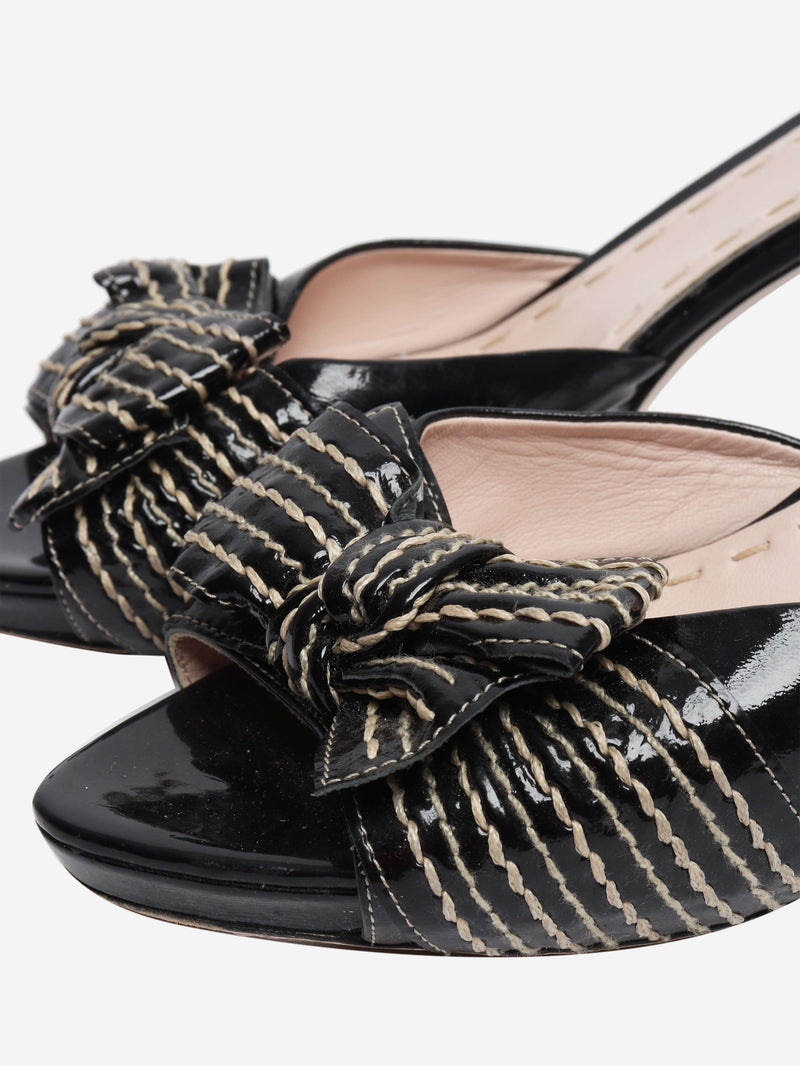 Black patent bow mules - size EU 40.5 Heels Miu Miu 