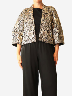 Black floral lurex-jacquard jacket - size L