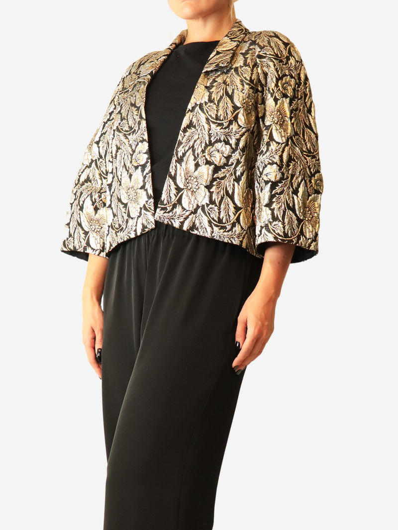 Black floral lurex-jacquard jacket - size L