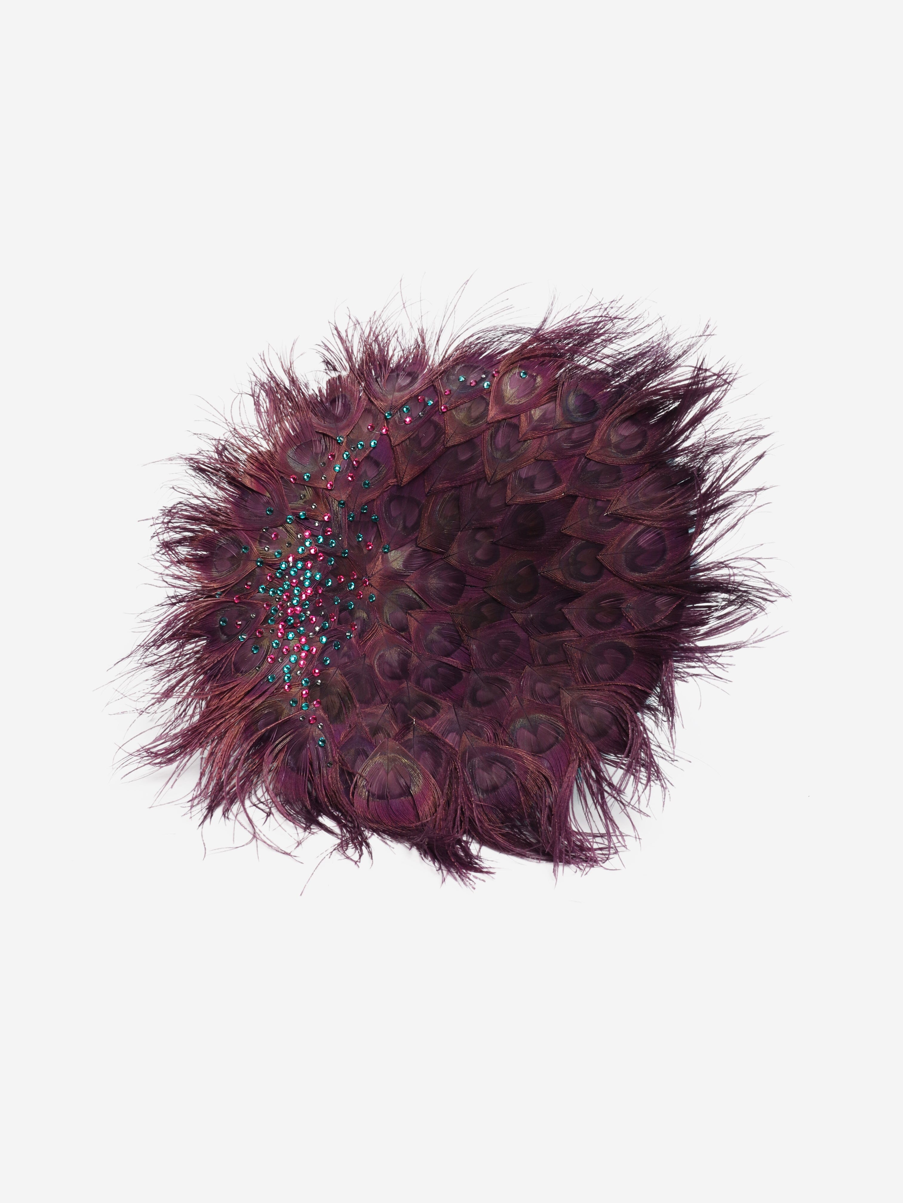 Purple Peacock feather fascinator Hats Vivien Sheriff 