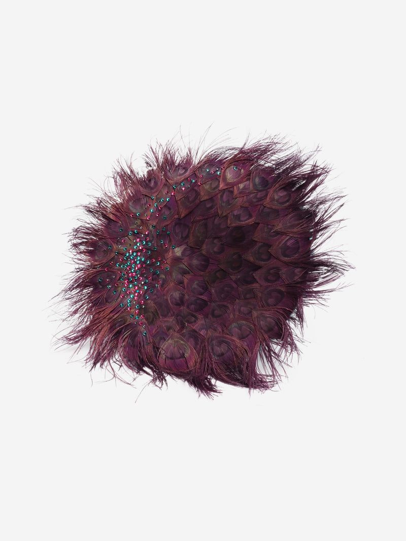 Purple Peacock feather fascinator Hats Vivien Sheriff 