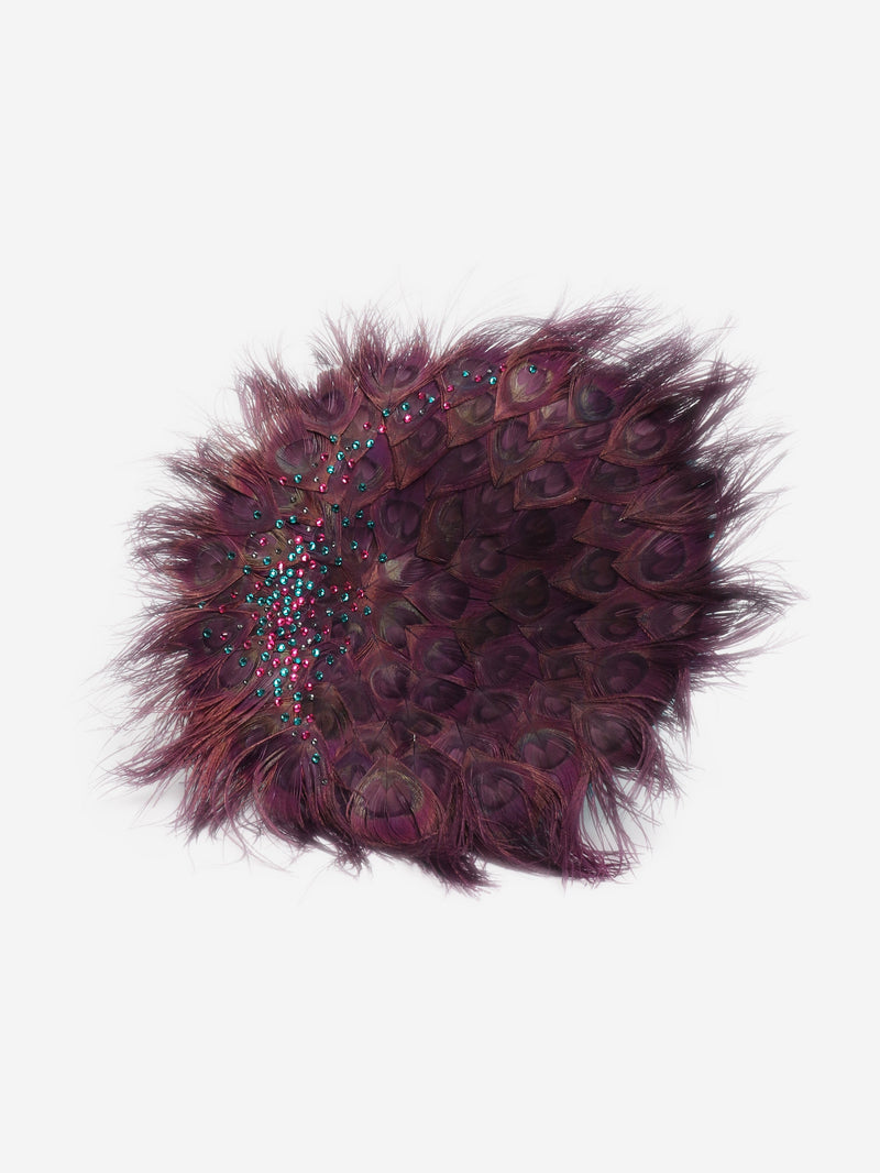 Purple Peacock feather fascinator Hats Vivien Sheriff 