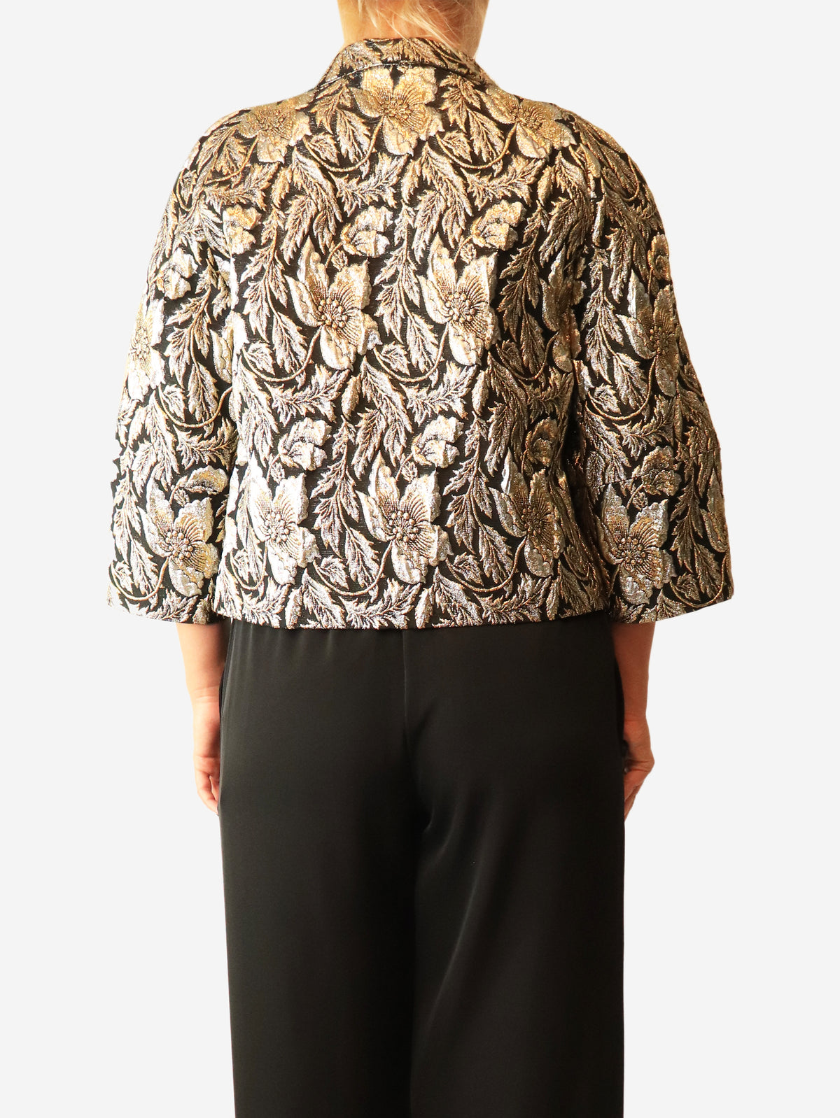 Black floral lurex-jacquard jacket - size L