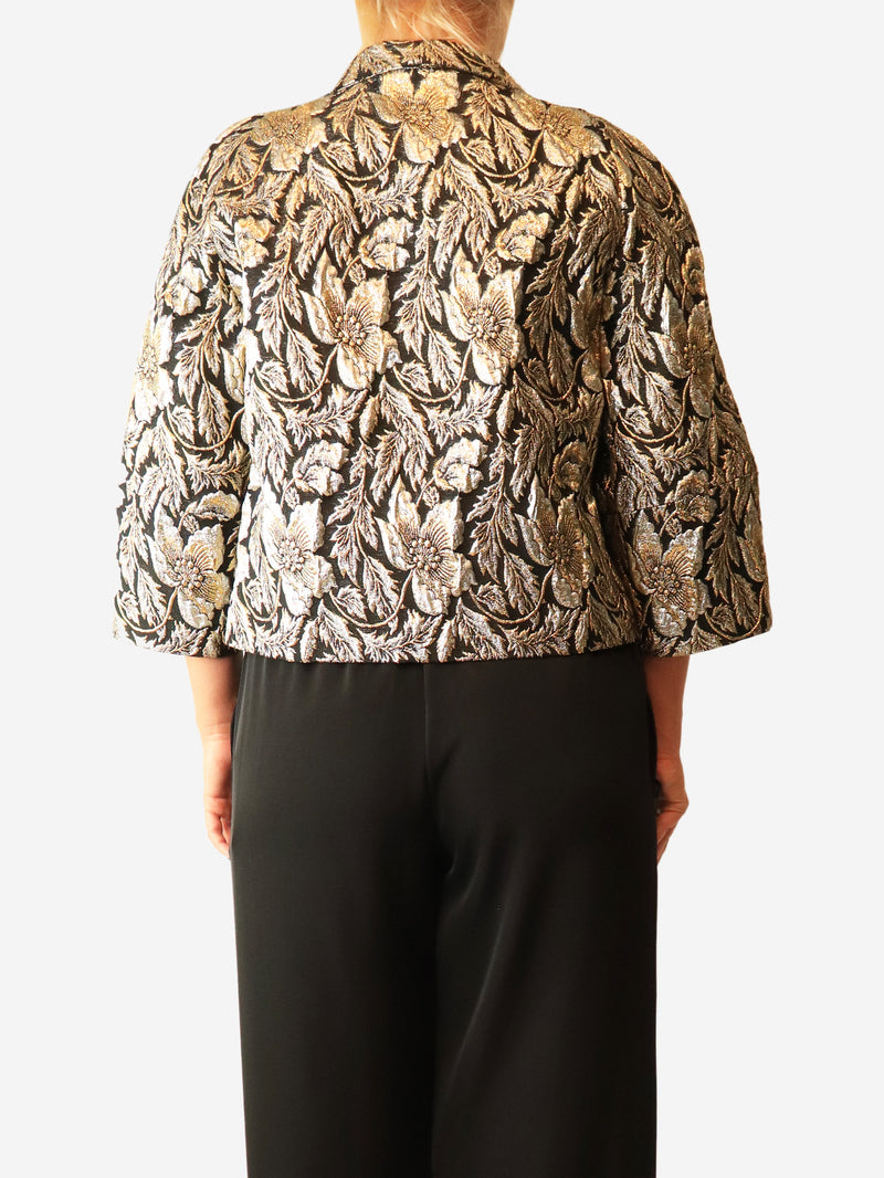 Black floral lurex-jacquard jacket - size L