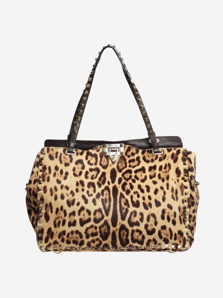 Brown leopard print ponyhair bag product image
