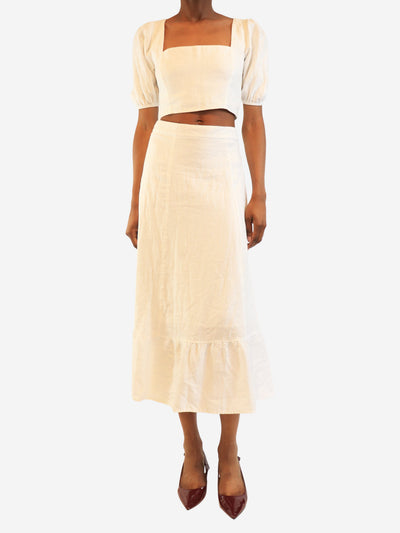 White linen top and skirt set - size UK 8