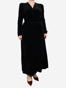 Isabel Marant Black Moyrani velvet midi dress - size UK 12