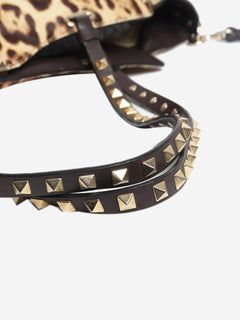 Brown leopard print ponyhair bag