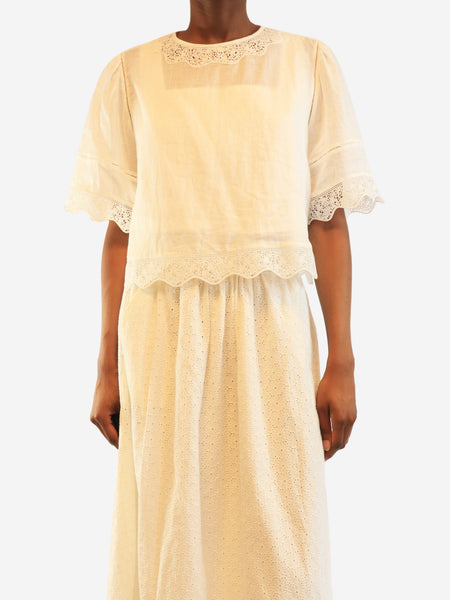 White broderie ramie top - size XS product image