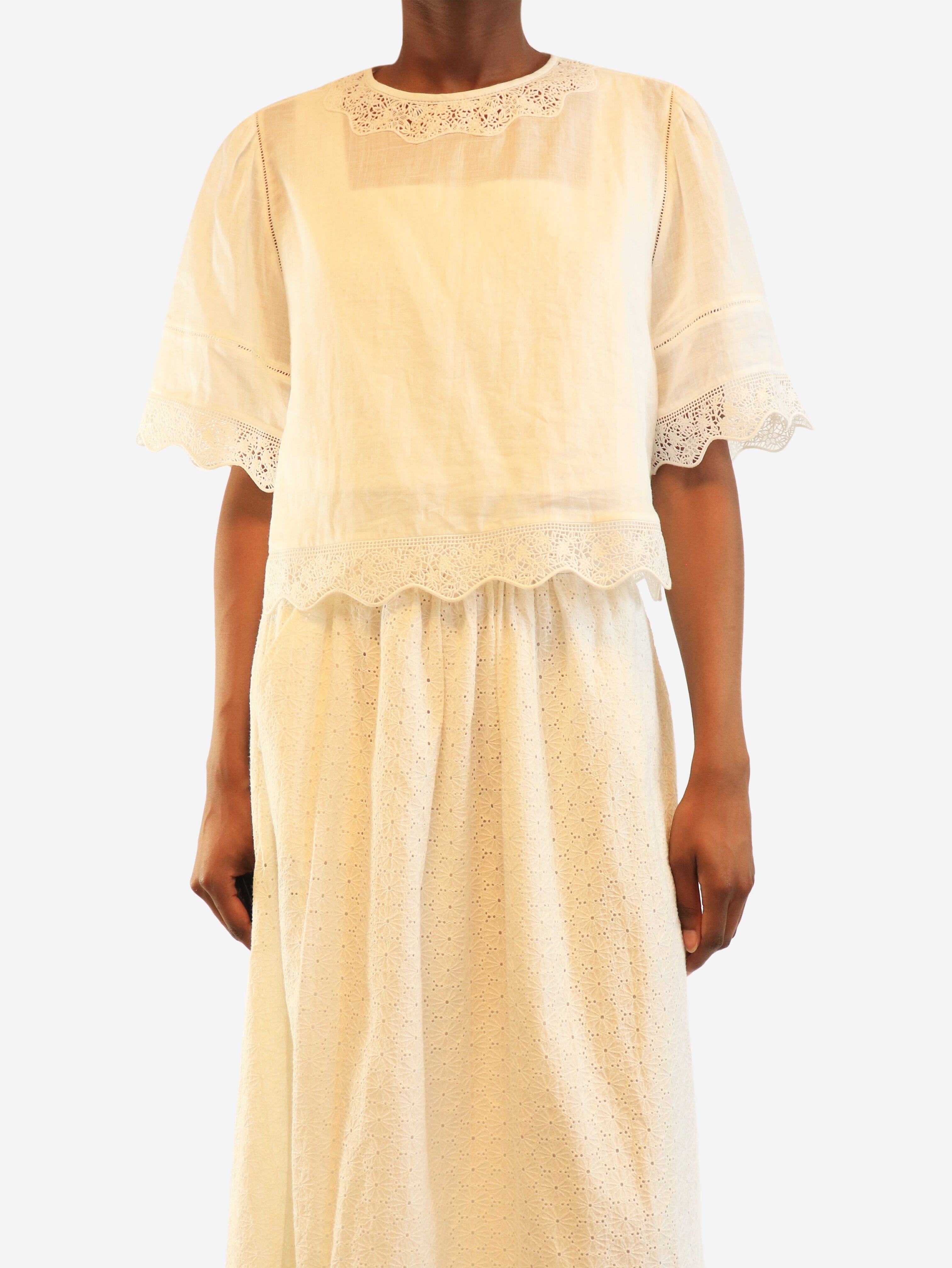White broderie ramie top - size XS Tops Frame 