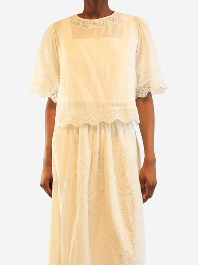 White broderie ramie top - size XS Tops Frame 