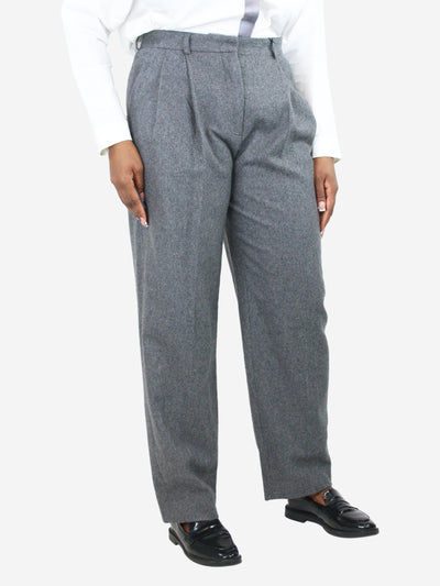 Grey wool-blend double-pleated tailored trousers - size UK 12 Trousers Toteme 