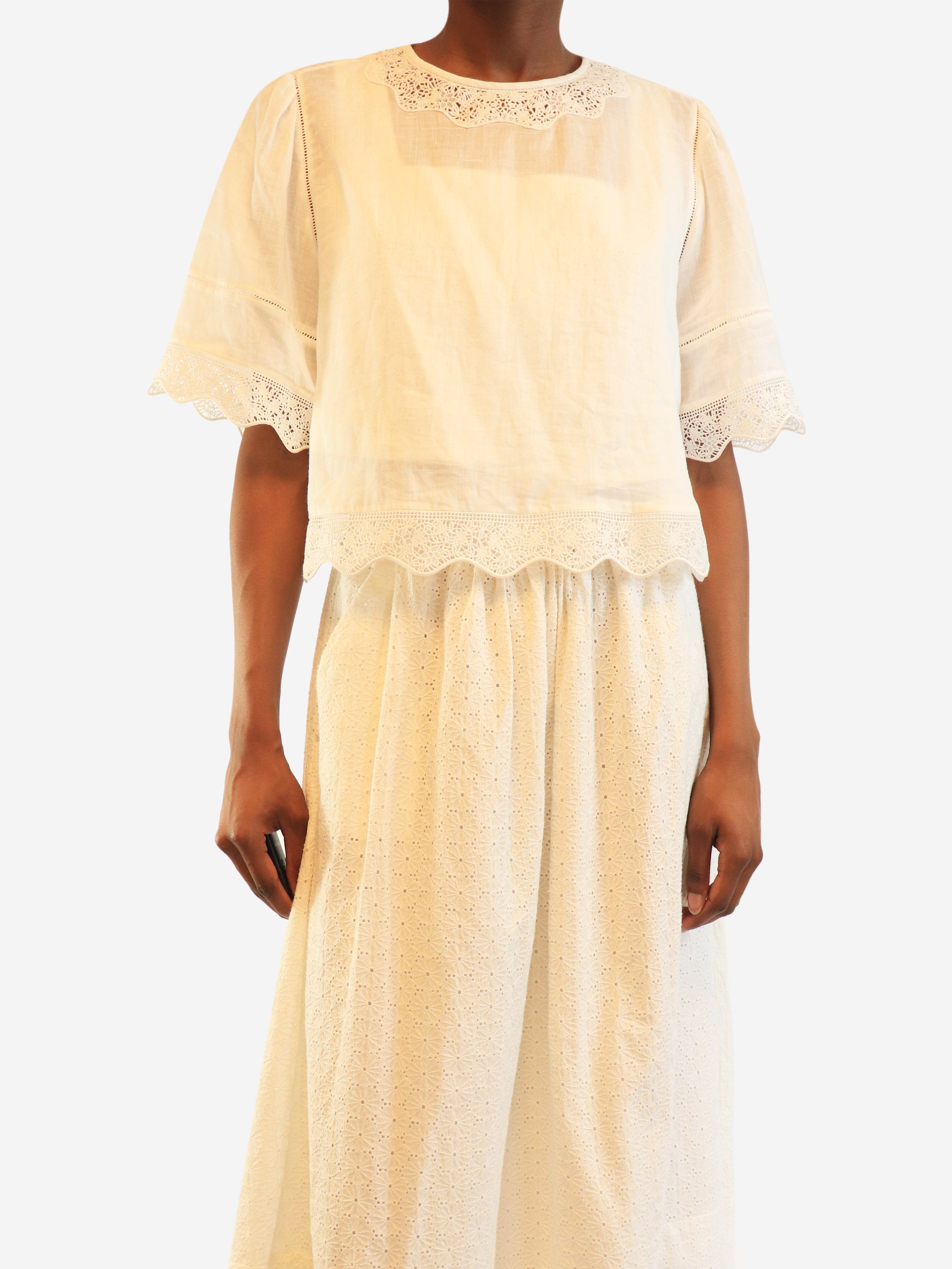 White broderie ramie top - size XS Tops Frame 
