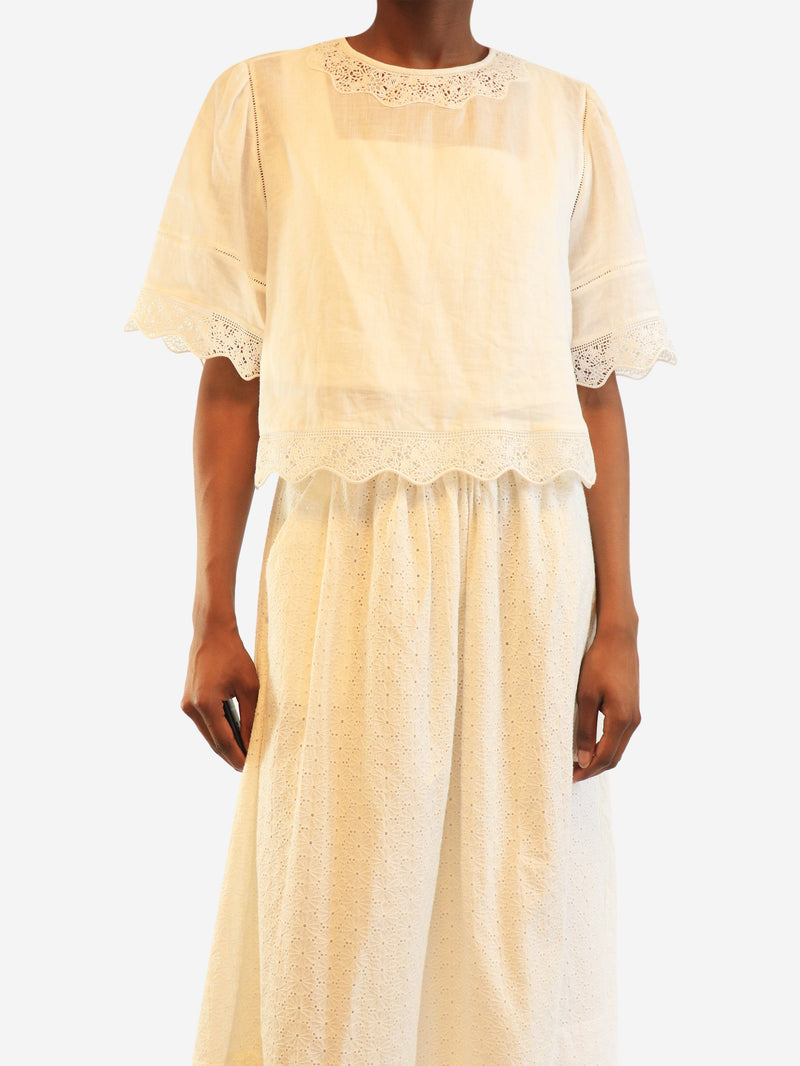 White broderie ramie top - size XS Tops Frame 