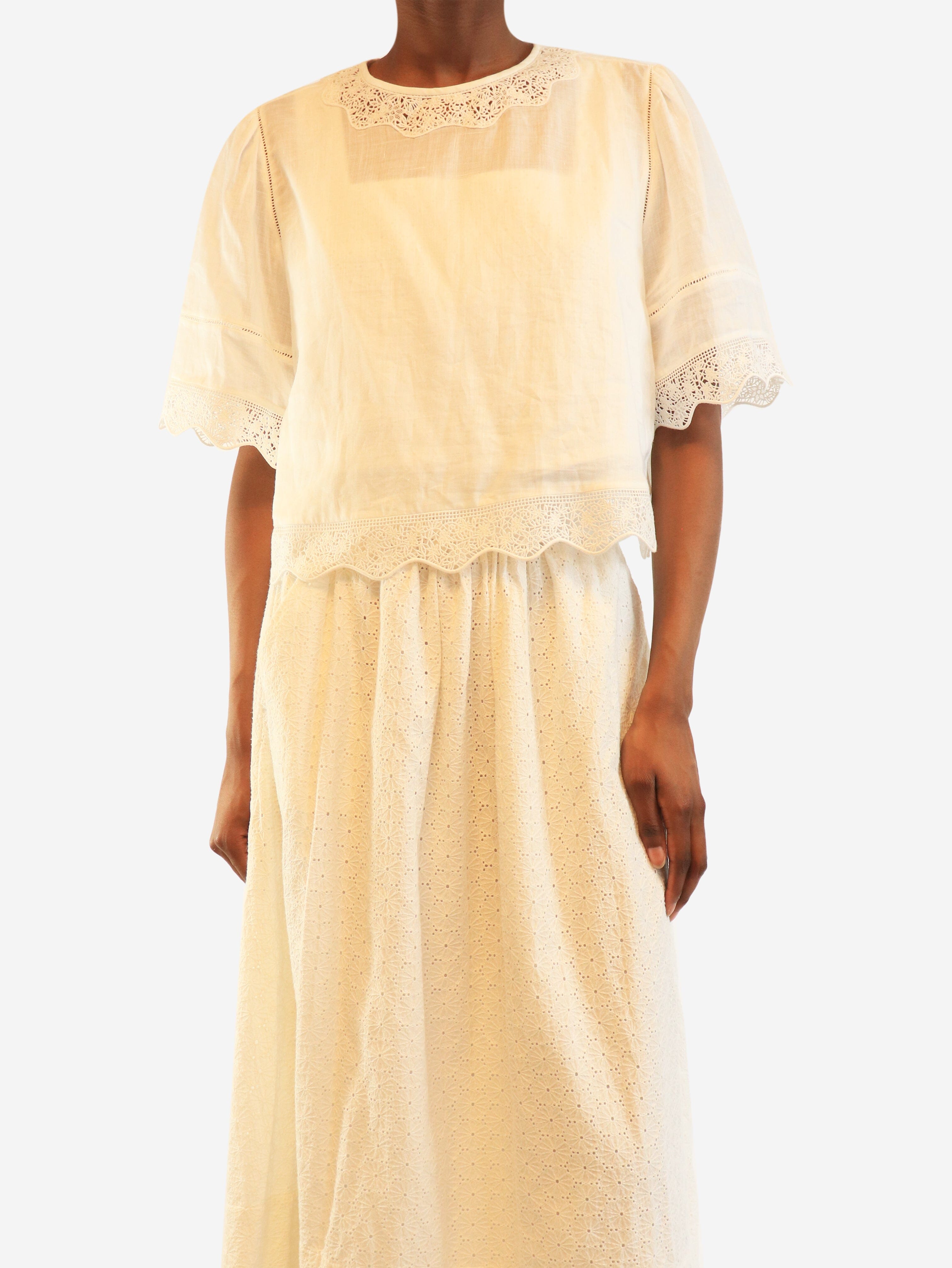 White broderie ramie top - size XS Tops Frame 