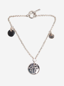 Hermes Silver Ex-Libris charm bracelet