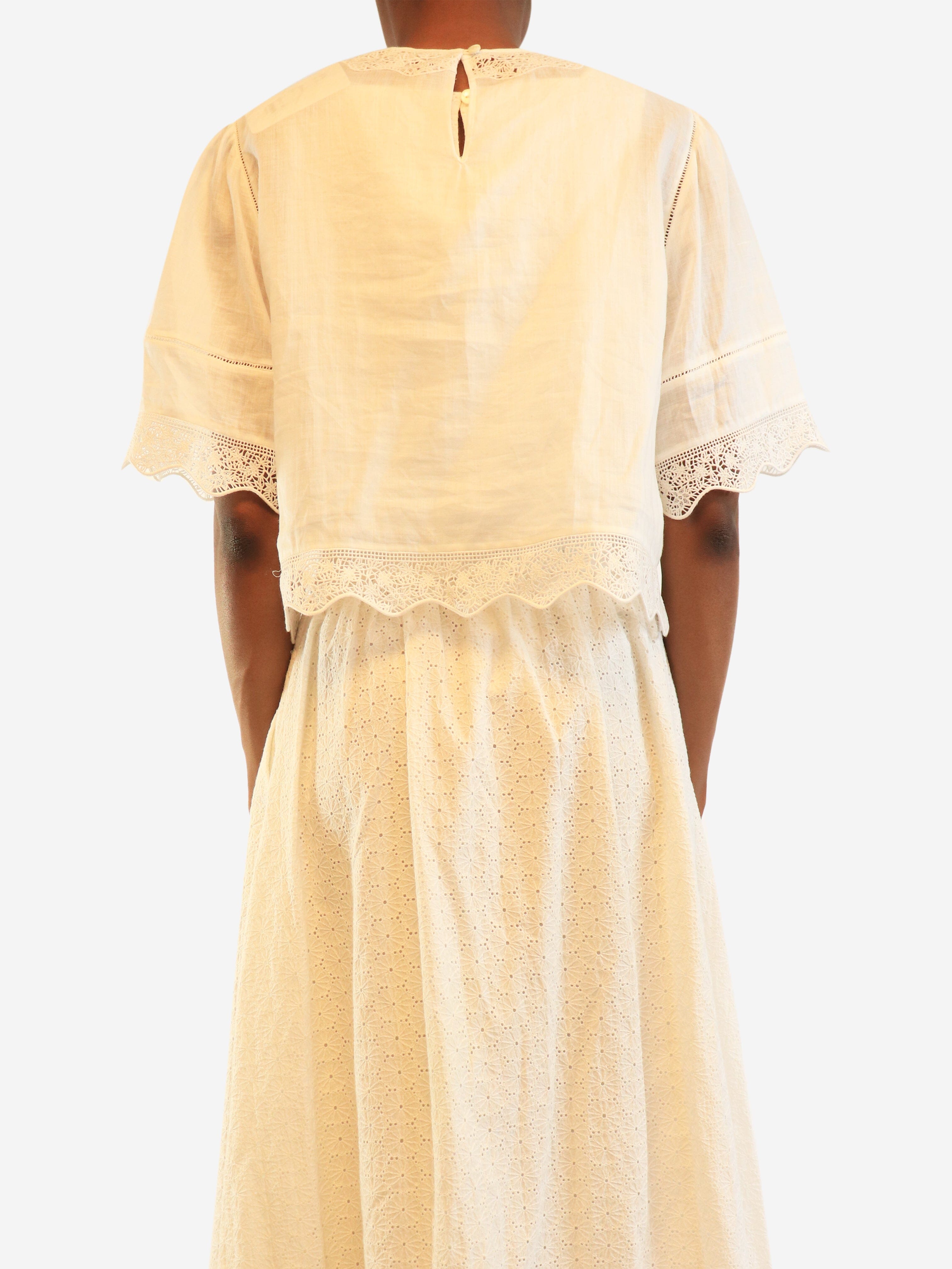 White broderie ramie top - size XS Tops Frame 