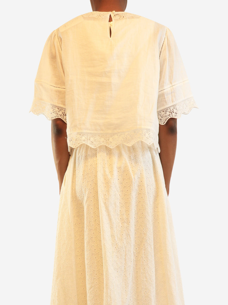 White broderie ramie top - size XS Tops Frame 