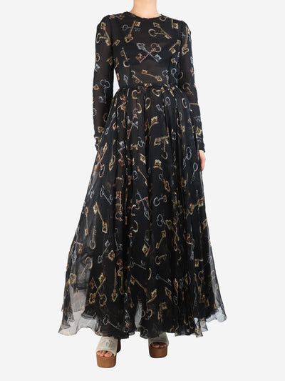 Black key print tulle gown - size UK 10 Dresses Dolce & Gabbana 
