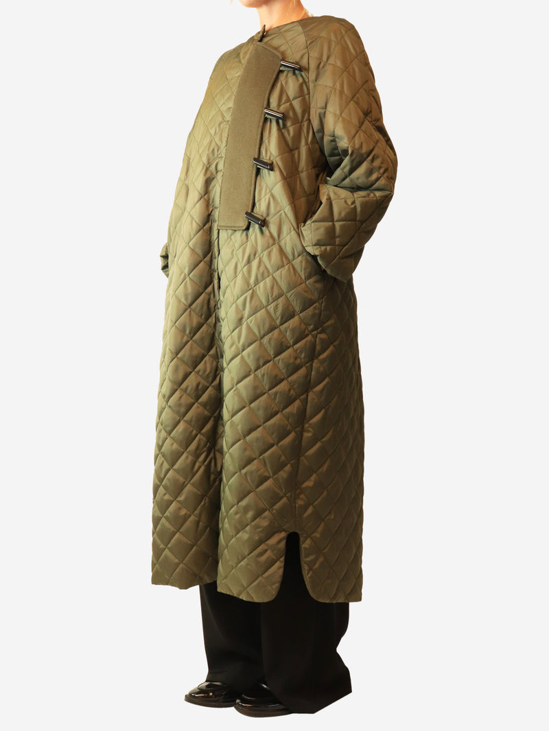 Khaki toggle-front Ripstop quilted coat - size UK 4